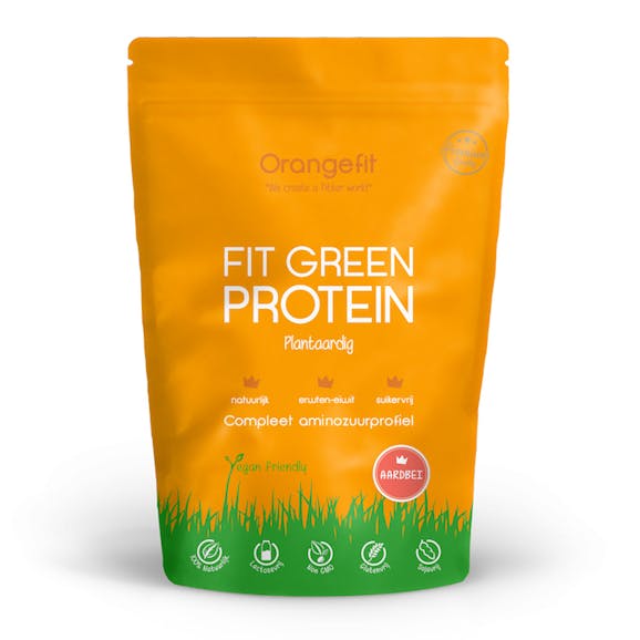 Orangefit Fit Green Protein Aardbei 1kg Orangefit Fit Green Protein Aardbei 1kg